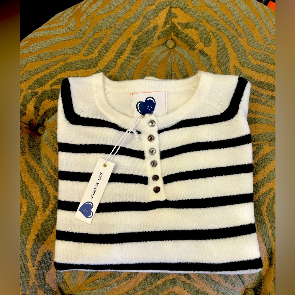 Just Madison “Love” striped sweater